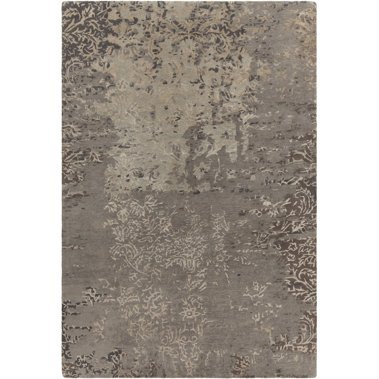 Chandra Rupec Abstract Handmade Tufted Wool Gray/Beige Area Rug Perigold